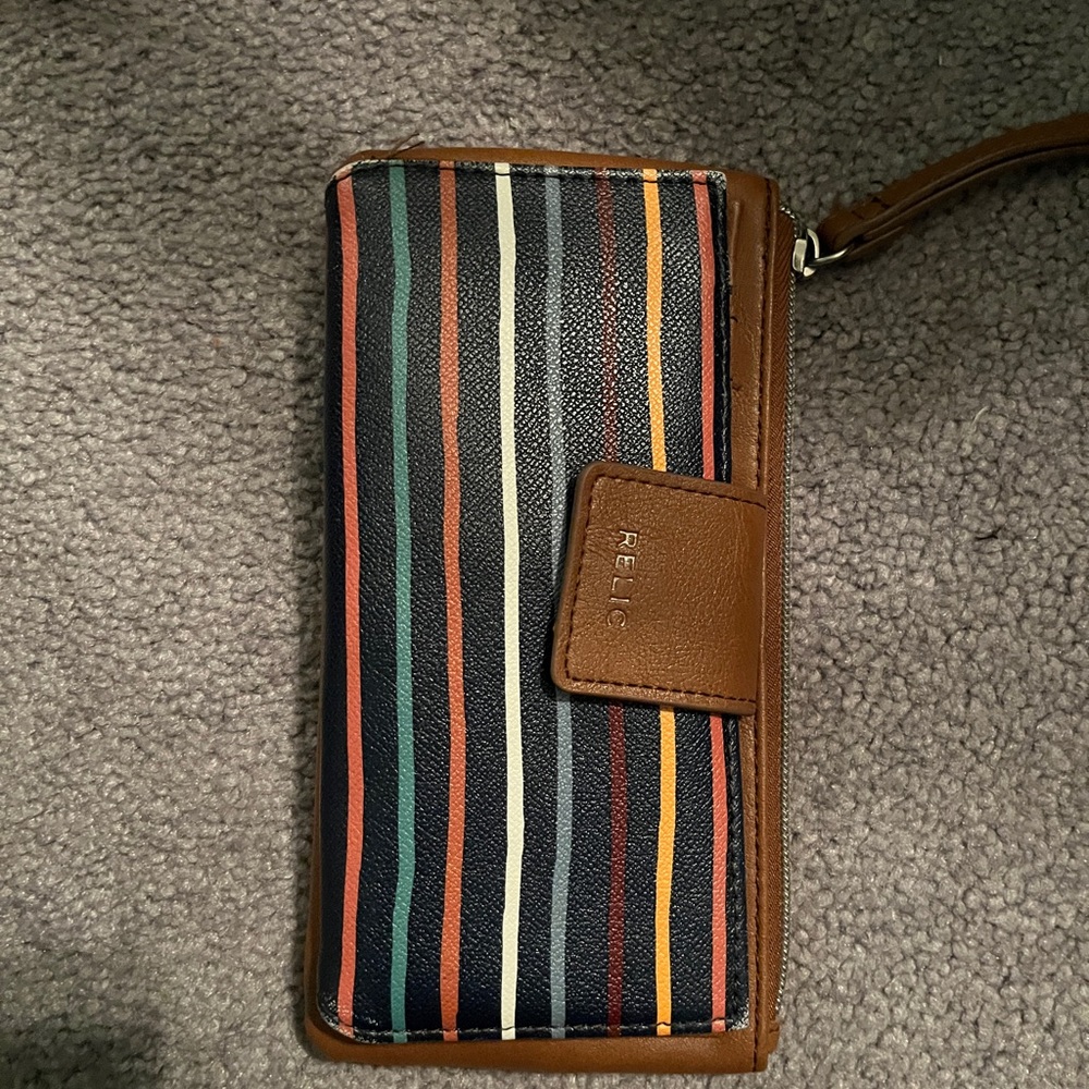 Relic Multicolor Striped Wallet with Brown Accents